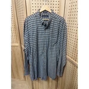 Britches Mens XXL Plaid Button Down Shirt Blue Green 100% Cotton Long Sleeve